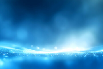 Wall Mural - abstract background blue lights horizon wave