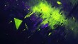 © Timeless Touch - Sharp, angular shapes in neon green and deep purple, scattered across a smoky black background, creating a chaotic, unsettling Halloween vibe.