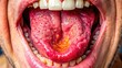 © Danicha - Close-up View of Tongue Cancer Symptoms Highlighting Lesions and Abnormalities in Oral Cavity