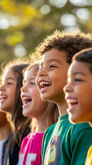 Canvas Print - Joyful Children's Choir Performing at Sunset in Park