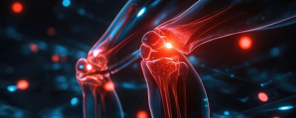 Poster - Abstract representation of a joint with glowing elements. Perfect for health, science, and technology-related projects.