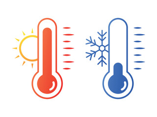 Wall Mural - thermometer vector icons with sun and snowflake. thermometer with sun and snowflake icon. hot and co