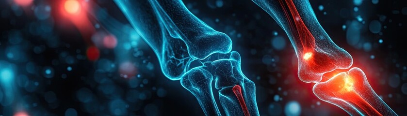 Aufkleber - A close-up view of human joints showcasing bone structure and innovative visualization techniques in healthcare and anatomy.