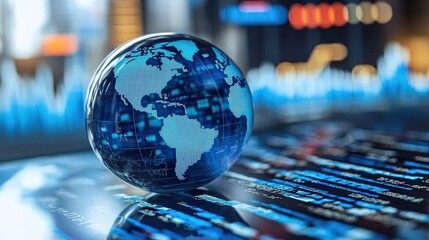 Poster - global data visualization in technology background