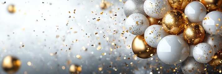 Poster - Festive Decorations with Glittering Orbs and Confetti