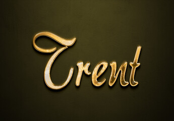 Canvas Print - Old gold text effect of name Trent with 3D glossy style Mockup.	