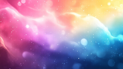 Poster - Dreamy Multicolor Space Nebula Abstract Pastel Gradient Starry Sky Universe Fantasy