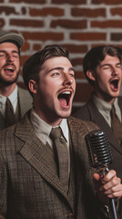 Poster - Barbershop Quartet Delivers Dynamic Performance in Urban Setting