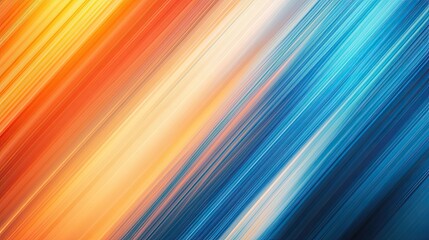 Poster - Abstract background with diagonal lines blending blue and orange hues. Smooth gradient transitions for a fluid, vibrant look.