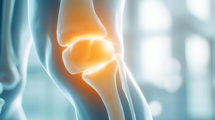 Poster - Detailed illustration of a knee joint highlighting its anatomy and underlying structures for educational and medical purposes.