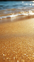Wall Mural - golden hour beach abstract background with sparkling sand