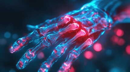Poster - A vibrant, futuristic depiction of a glowing hand, showcasing intricate details and a striking color contrast.