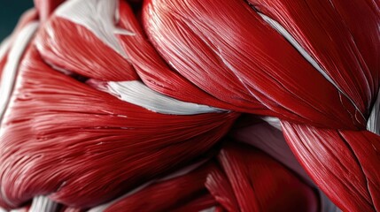 Poster - Close-up view of intricately detailed muscle structure showcasing red and white fibers, perfect for anatomy and medical illustrations.