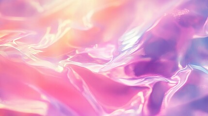 Poster - Blurred holographic background with shiny metallic foil. Gradient transitions in pink and violet hues, evoking a soft, dreamy feel.