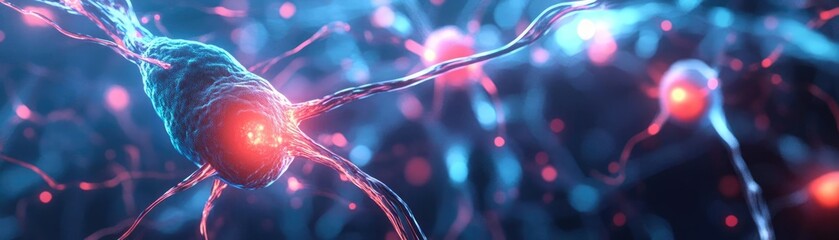 Poster - A vivid depiction of neurons with glowing synapses, showcasing the complexity of neural networks in a colorful digital art style.