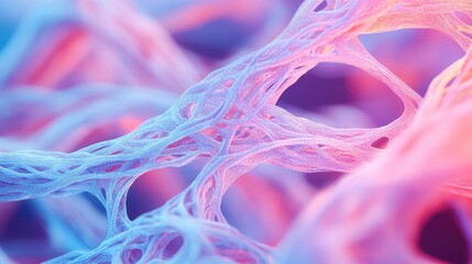 Poster - Abstract close-up of colorful fibers intertwining, creating a mesmerizing effect. Perfect for scientific or artistic themes.