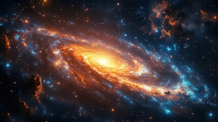 Wall Mural - a breathtaking view of the milky way galaxy with vibrant stars twinkling in a spiral formation against the infinite expanse of a dark night sky evoking wonder and awe