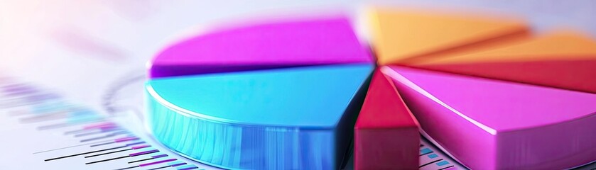 Poster - A close-up view of a colorful pie chart, showcasing data visualization and analysis in a professional setting.