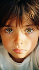 Wall Mural - A young girl with brown hair and green eyes