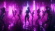 © Siriroj - Electrifying Nightclub Performance   Silhouetted Dancers on Vibrant Neon Stage