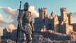 © Tonadech - 35. Knight figure standing with a raised sword in front of a fortress