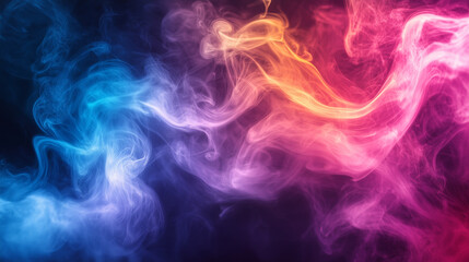 Canvas Print - Colorful Smoke in Vibrant Gradient Waves with Blue Orange and Pink Hues