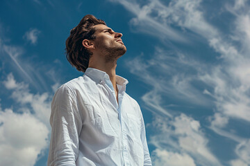 image of handsome man afterlife in paradise generative ai concept