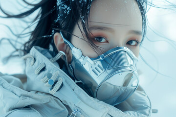 Wall Mural - person wear avant-garde futuristic outfit design generative ai