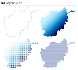 Poster - Afghanistan - outline, gradient, dotted and lines geometrical country shape