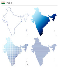 Poster - India - outline, gradient, dotted and lines geometrical country shape