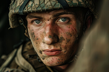 Leinwandbilder - Generative ai photo of military officer war battlefield