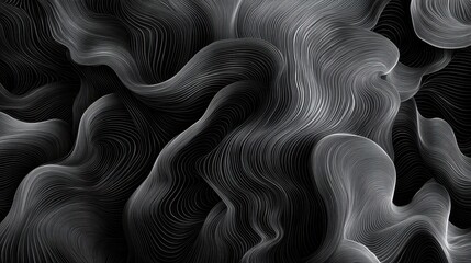 Aufkleber - Black and white line art texture wallpaper with abstract luxury patterns, ideal for sophisticated design backgrounds. Realistic, highly detailed