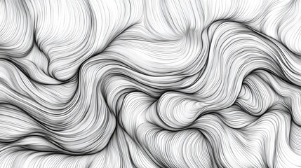 Aufkleber - Black and white line art texture wallpaper with abstract luxury patterns, ideal for sophisticated design backgrounds. Realistic, highly detailed