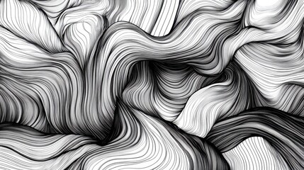 Aufkleber - Black and white line art texture wallpaper with abstract luxury patterns, ideal for sophisticated design backgrounds. Realistic, highly detailed