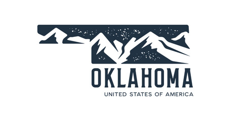 Wall Mural - oklahoma. hand drawn usa state name silhouette on white background. modern typography for t shirt pr