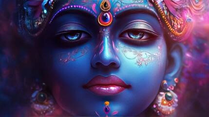 Fototapete - A digital app promoting Krishna consciousness through daily quotes, meditations