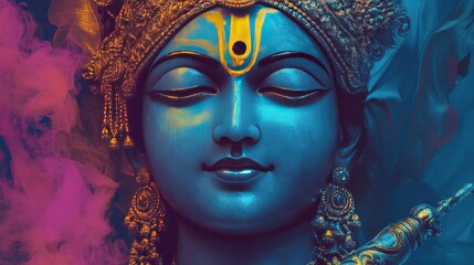 Fototapete - A digital app promoting Krishna consciousness through daily quotes, meditations