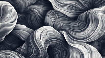 Poster - Elegant black and white line art pattern creating a luxurious textured wallpaper for modern design. Realistic, highly detailed
