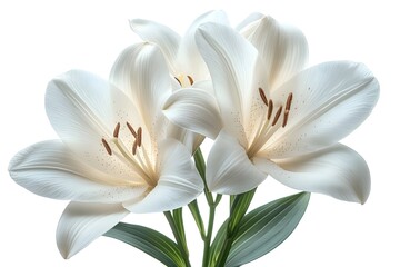 Wall Mural - a group of white flowers with green leaves

