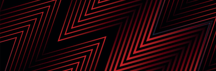 Poster - Abstract background techno red lines 3D overlapping on dark space layer with arrow shape effect. Modern graphic design element line style concept.