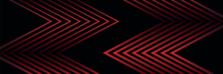 Poster - 3D red lines techno abstract background overlap layer on dark space with arrows shapes effect decoration. Modern graphic design element stripes style concept for web banner, card, or brochure cover