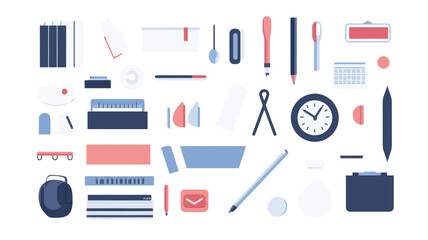 Poster - graphic designer essentials: flat design office tools and equipment vector illustration