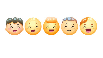 Poster - Emoji Vector SVG Set - Editable Smiling Face Emojis with Diverse Hairstyles and Expressions