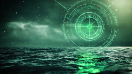 Poster - Digital Radar Over Mysterious Ocean Landscape