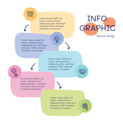 Naklejka na meble infographic 5 options,colorful,marketing,hand drawn, doodle infographics