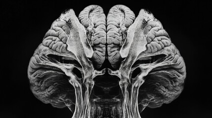 Poster - This close-up view reveals the complex anatomy of the human brain as captured by an MRI scan, showcasing the detailed textures and shapes of brain tissues