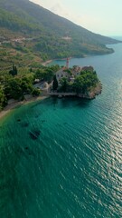 Wall Mural - experience the breathtaking aerial view of brac island, a paradise with stunning coastline, vibrant 