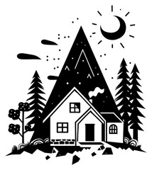 Poster - png farm house tattoo flat illustration dynamite weaponry stencil.