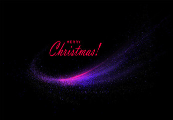 Wall Mural - Merry Christmas. Isolated arc of blue and purple gradient with shiny tinsel.