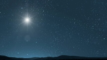 Wall Mural - night christmas panorama with a star in the sky